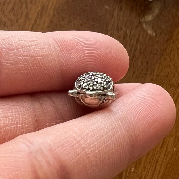 Retired Pandora Sterling Silver Sea Turtle Animal Charm with Clear Zirconia EUC - Picture 5 of 9